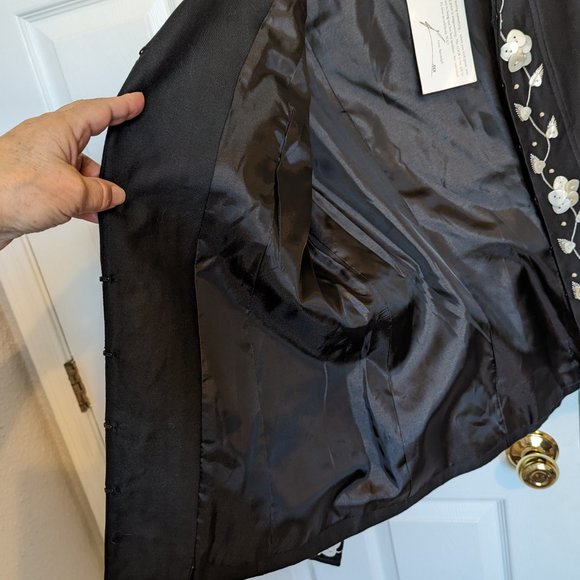 NWT BEADED SILK STATEMENT JACKET | 12 | Randolph Duke | Black / Pearl | 90s VTG - Picture 6 of 10